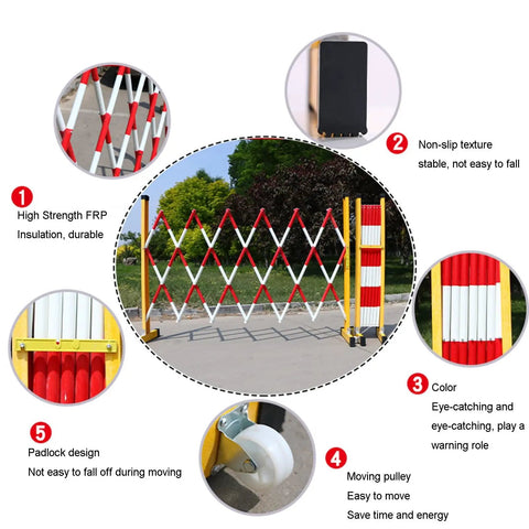 Game Changing Heavy Duty Retractable Traffic Barricade And Expandable Safety Fence For Crowd Control built with high strength FRP and non-slip texture.