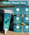 Heavy Duty Wetsuit Repair Glue And Waterproof Sealant For Dive Gear Upkeep shown on neoprene surface by the beach.