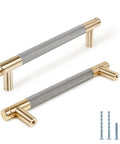 Knurled Cabinet Pulls 12 Pack, 6 Inch Long Metal Door And Drawer Pulls In Grey And Gold Finish, screws included