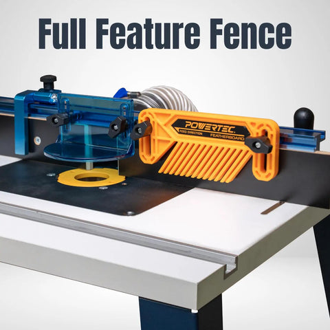 Built Like A Tank Benchtop Router Table With Steel Stand And Adjustable Fence Featuring Roomy Mdf Top For Precise Joinery Cuts with featherboard