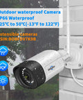 2.5K 5MP WiFi Security Camera System Outdoor IP66 weatherproof mounted on wall in rain