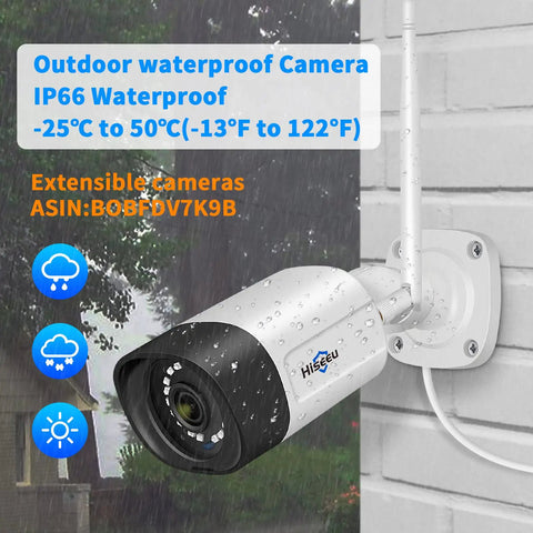2.5K 5MP WiFi Security Camera System Outdoor IP66 weatherproof mounted on wall in rain