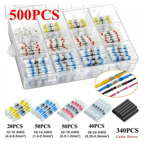Kick Butt With This Epic 500-Pc Heat Shrink Solder Kit Wiring Connectors Terminals Insulated Electrical Butt Splices Waterproof Seal Sleeve Tube Setup Perfect For Any DIY Electrician Or Mechanic Project Out West, 500 pcs in organizer