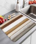 Vintage Country Style Kitchen Must Have Drying Mat For Countertop Brown Wood Grain Microfiber Absorbent Dish Drainer Rack