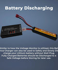 Versatile LiPo Balance Charger with Wireless Voltage Meter for 7.4V 11.1V and 14.8V batteries shown discharging a LiPo pack.