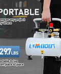 Person carrying Ultra Quiet 60dB Oil Free Electric Air Compressor With 1 Gallon Steel Tank For Woodworking