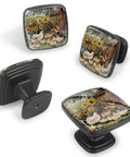 Square Cabinet Knobs 4 Pack Black Glass And ABS Drawer Pulls For Kitchen Cabinets Dressers Bathrooms Cupboards Wardrobes Upgrade Your Home Decor And Give Your Space A Fresh Modern Vibe With Easy Install featuring farmyard hen design
