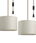 Two Pack Plug In Pendant Light Dope Boho Hanging Lamp With 15 Foot Hemp Rope Cord And Natural Linen Shade Swag Light