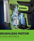 24V 18 Gauge Brushless Cordless AirStrike Brad Nailer Tool Only With Fast Jam Release Lightweight Under 6 Lbs Motor Details