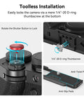 X T5 L Shape Grip With Built In Arca Quick Release Plate For Fujifilm X T5 Camera Comfy Silicone Handgrip detail with D-ring thumbscrew