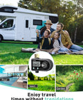 Family enjoying camping with Three Program Garden Hose Sprinkler Timer with Brass Inlet shown, highlighting automatic irrigation system.