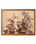 Ukiyoe Art Kit Dragonfly And Bellflower Inspired By Hokusai Made In Japan with cedar and zelkova wood frame in natural tones.