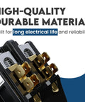 Close-up of 2-Pole Definite Purpose Contactor With 120V Coil 40 Amp Heavy Duty HVAC Switch showing durable material and electrical components.