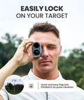 Man using High Accuracy Golf Rangefinder With Slope And Removable Rechargeable Battery on golf course