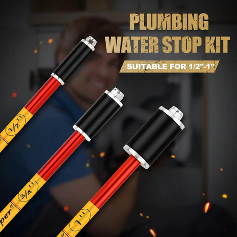 Water Stopper Plumbing Kit for one half inch three quarter inch and one inch pipes set of three plugs illustration