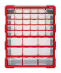 Front view of Small Parts Organizer With 39 Removable Bins With Dividers And Optional Wall Mount Or Desktop Stand For Hardware Screws Nuts Beads Lego And Craft Supplies A Handy All Around Cabinet For Garage Shop And Craft Room