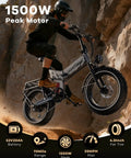 Rider on 1500W Folding Electric Bike For Adults With Removable 52V 20Ah Battery, 70 Mile Max Range, 20x4 Fat Tire Ebike