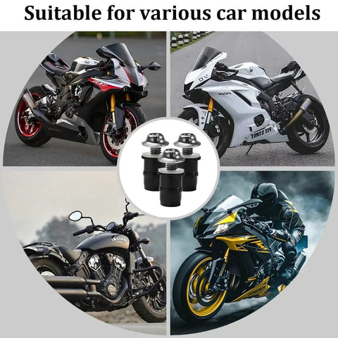 Aluminum M5 Motorcycle Windshield Bolts Kit With Wrench, 10 Sets Universal Windscreen Fasteners shown with various sport motorcycles