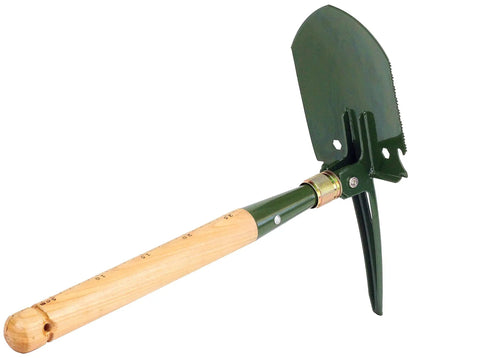 Folding Survival Shovel With Wooden Handle Heavy Duty Carbon Steel Entrenching Tool For Camping Off Road Beach And All Terrain Digging Classic Model