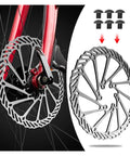 Stop On A Dime Heavy Duty Mechanical Disc Brake Set With Floating Rotor Caliper Cable Lever Kit For Mountain Bikes And Motorcycles showing floating rotor and mounting screws.
