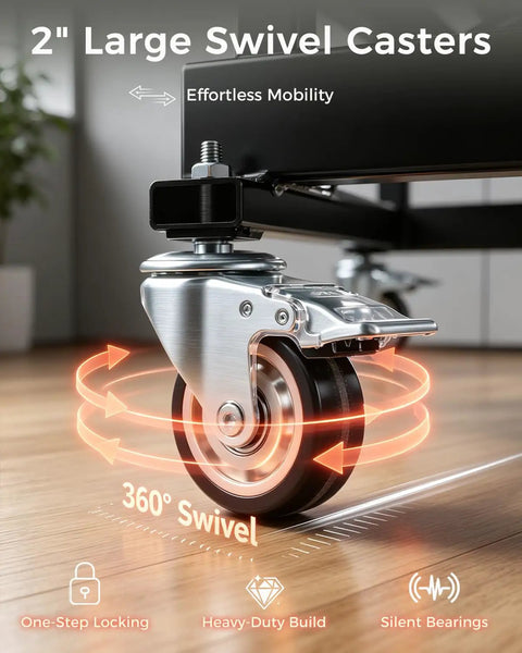 2" large swivel caster for Heavy Duty Electric Lift Table With 320 Lbs Load Capacity, smooth mobility and silent operation.