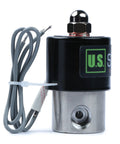 Stainless Steel 1/4 Inch Electric Solenoid Valve 24VDC Normally Closed With Viton Seals, industrial grade side view.