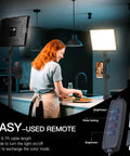 Woman cooking with 2 Pack LED Video Light Kit For Creators Dimmable Studio Lights 2800K To 6500K With 73 Inch Tripod Stand