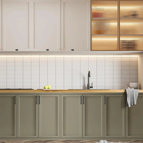 Modern kitchen showcasing Matte Black Cabinet Knobs Set 10 Pack Durable Zinc Alloy Single Hole Cabinet Handles on sleek cabinets