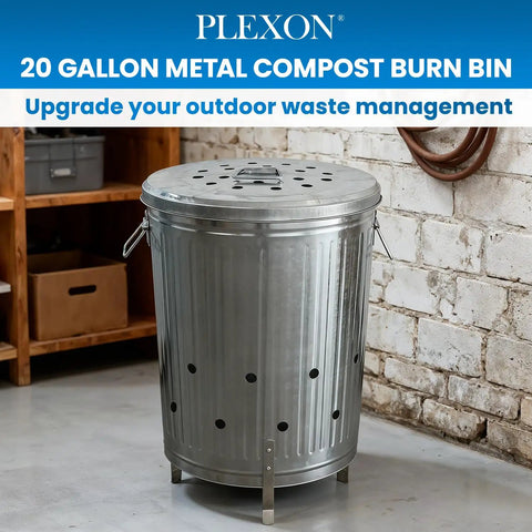 Outdoor 20 Gallon Burn Barrel For Backyard Burning Trash Leaves And Paper Galvanized Steel Metal Burn Can Cage Bin with vented lid