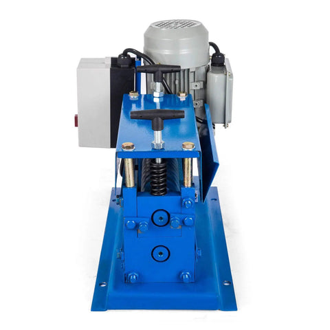 Electric Wire Stripping Machine For Copper Recycling, Fits 0.06 To 1.5 Inch Wires With Eleven Feed Channels And Ten Precision Blades. Running At 75 Feet Per Minute, This Rugged Aluminum Rig Works Like A Charm On Wiring Jobs Today.