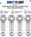 Four Pack Five Sixteenth Inch Rod End Bearings With Jam Nuts And Right Hand Female Thread Built To Last In Tough Outdoor Conditions, Corrosion Resistant Alloy Steel Heim Joint, High Strength PHSB5 For Rugged Mechanical Linkages; four bearings with jam nuts