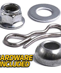 Beefy Heavy Duty Deck Lift Hanger Arm Kit With Mounting Hardware For Lawn Tractors D100 Through D170 And E100 Through E180 Crafted From 4130 Steel And Zinc Plated To Fight Rust Built For Enduring Tough Jobs. hardware included, steel washers and clip