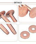 Close-up of 200 Pcs Copper Rivets And Burrs Washers Leather Fastener Kit showing copper rivet and washer details