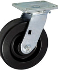 Heavy Duty Industrial Casters With Six Inch Phenolic Wheels And Four Swivel Mounts For Smooth Rolling Loads Up To 4800 Lbs Per Set individual caster with black phenolic wheel and metal swivel mount.