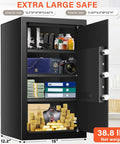 Beefy Extra Large Home Safe With Digital Keypad 5 Cu Ft Capacity Tall 23.6 Inch Safe Box open, showing contents and shelves