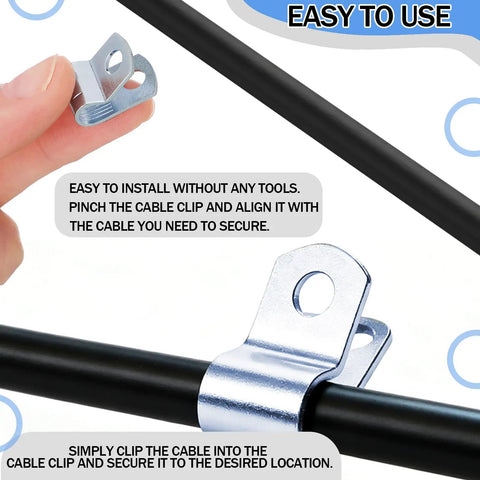 Hand holding a metal guide clamp from 20 Pack Guide Clamps For Engine Throttle Cables With Serrated Grip Anti Slip Secure Fastening