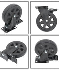 Heavy Duty 6 Inch Locking Caster Wheels With Brake Quiet Polyurethane No Noise Top Plate Swivel Castors 3000 Lbs Capacity