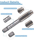 No Sweat M8 X 1.25 Metric Hand Taps 2 Pack, Heavy Duty 9crsi Steel taper with universal square shank for threading.