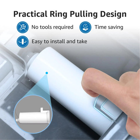 Close-up of Opal Nugget Ice Maker Filter 4 Pack Replacement For GE Opal Ice Makers with easy ring-pull design installation