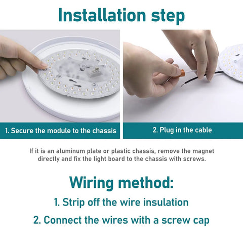 Installation instructions for 2 Pack LED Light Engine Retrofit Kit For Ceiling Fans And Lighting Fixtures With 6 Inch 24W.