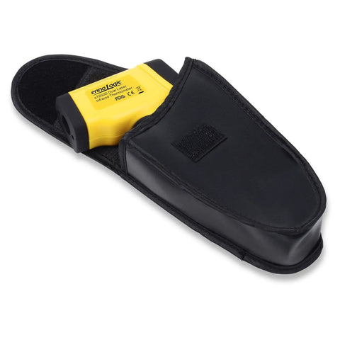Beast Dual Laser Non-Contact Infrared Thermometer for Surface Temperature in black holster, compact tool for HVAC and automotive.