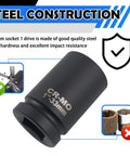 33mm One Inch Drive Deep Impact Socket With Six Point Open Ends That Lock Onto Axle And Lug Nuts Fast Heavy Duty Steel on display.