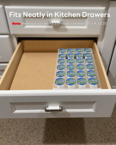 Magnetic K Cup Holder For Fridge And Office Counter with 24 K-Cups in open kitchen drawer