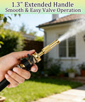 Built Tough Three Quarter Inch Garden Hose Shut Off Valve Set With Ergonomic Handle Solid Brass Construction in use