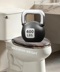 Round Wooden Toilet Seat heavy duty with Zinc Alloy Hinges, 400 lbs weight capacity shown on top.