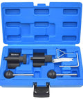 Diesel Engine Camshaft And Crankshaft Alignment Locking Timing Tool Kit For Volkswagen Audi Seat Skoda 1 9L 2 0L TDI PD DOHC Diesel Engines 7 Piece Set DIY Friendly For Precise Timing Smooth Assembly And Quick Engine Service in blue plastic case.