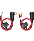 2 Pack 3Ft 12V Female Socket Battery Eyelet Ring Terminal Extension Cord Adapter Kit With 10A Fuse SPT 16AWG 2C Cable