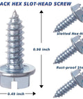 Straight Up Premium Chrome License Plate Screws For Your Sweet Ride Rustproof Anti Rattle Bolt Kit 100 Piece Set close-up of hex slot-head screw with measurements.