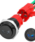 12V 20A Beefy 16mm Metal Horn Button Switch With Blue LED Momentary SPST Push Button Horn Trigger for marine, auto, air, train use