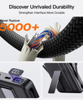 Magnetic Portable Charger With Built In Cable 10000mAh Power Bank Featuring Smart Led Display And Quick Charge close-up of durable charging cable.